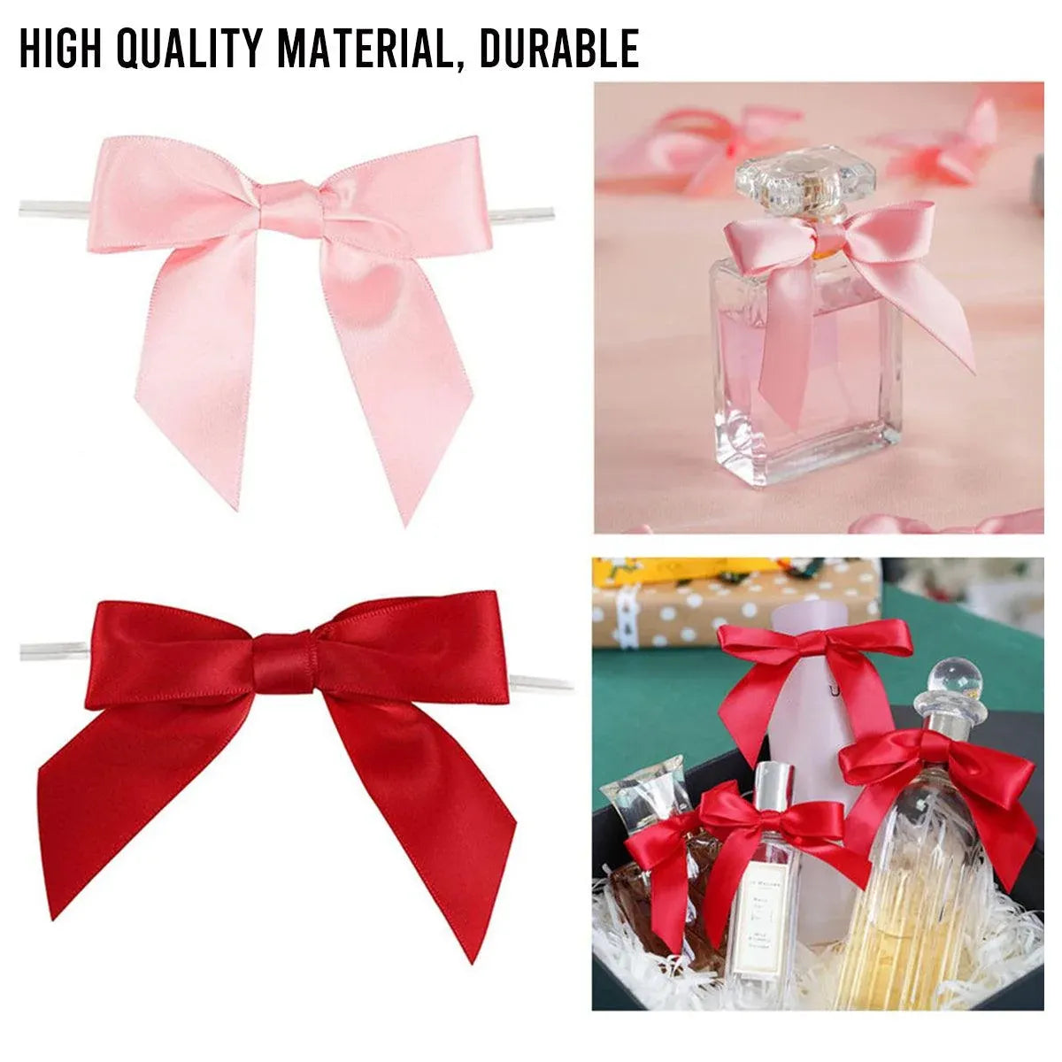 50pcs Bow Gift Packaging Sealing Tie Drawstring Baking Wrap Bag Decorative Ties - Pink