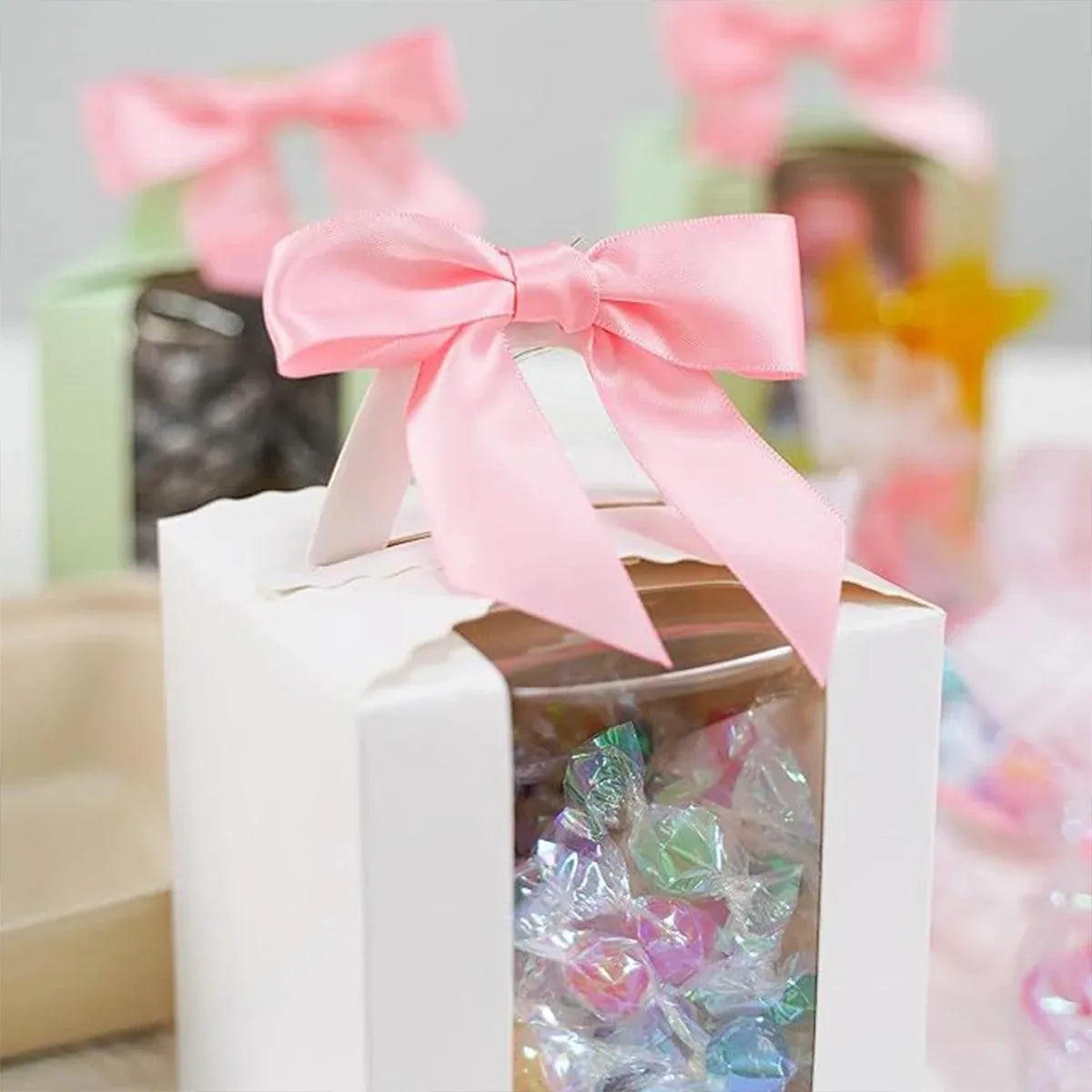 50pcs Bow Gift Packaging Sealing Tie Drawstring Baking Wrap Bag Decorative Ties - Pink
