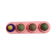 Cat Toy Catnip Ball Lick Solid Nutrition Help Digestion Wall Mount Hair Remover - Pink