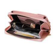 Women Pouch Bag Mobile Phone Bag Pu Leather Crossbody Purse Wallet Shoulder Bag - Light Blue