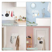 Retro Metal Iron Wall Hanging Mounted 10 Key Hooks Storage Holder Hook Rack - White