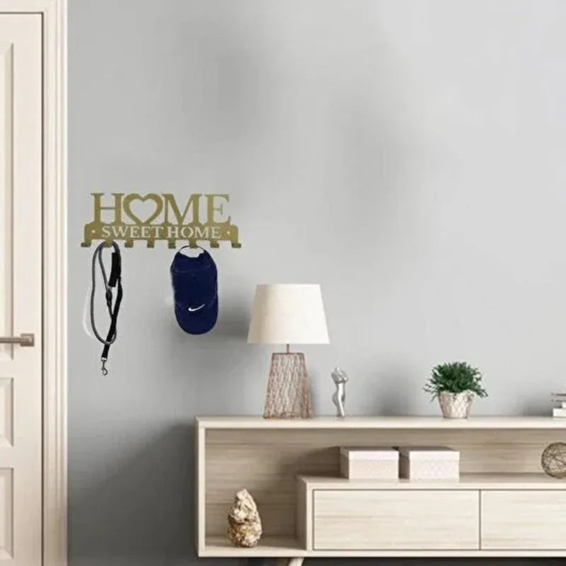 Retro Metal Iron Wall Hanging Mounted 10 Key Hooks Storage Holder Hook Rack - White