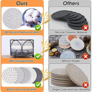 8PCS Round Cotton Woven Coaster Heat Resistant Thick Insulation Dining Table Mat - Mixed