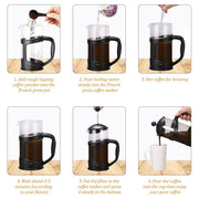 350ml French Press Coffee Maker Hand Press Tea Brewer with Filter