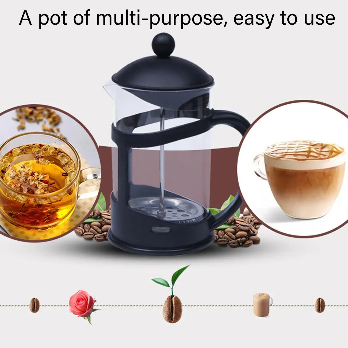 350ml French Press Coffee Maker Hand Press Tea Brewer with Filter