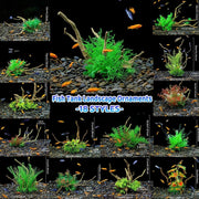 Aquarium Landscaping Decoration Artificial Wood and Plants Fish Tank Ornament - CM1901-Green