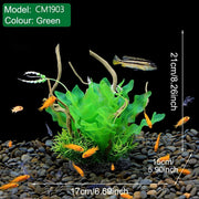 Aquarium Landscaping Decoration Artificial Wood and Plants Fish Tank Ornament - CM1901-Green