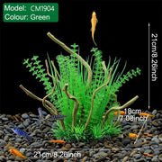 Aquarium Landscaping Decoration Artificial Wood and Plants Fish Tank Ornament - CM1901-Green