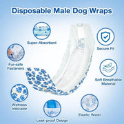 Disposable Female Dog Diapers Leakproof Breathable with Colour Indicator - L 34-54cm