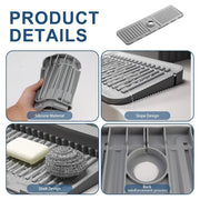 Faucet Draining Pad Narrow Sink Splash Guard Mat for Washbasin Water Catcher - Green