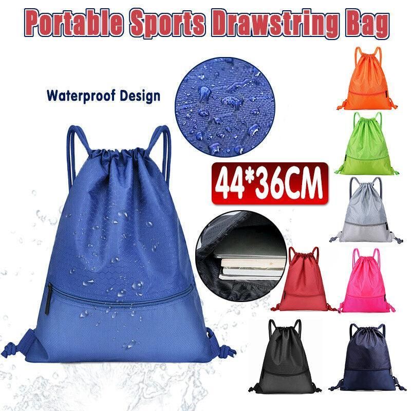 Backpack Sport Pack String Tote Gym Bag Cinch Sack School Drawstring Capacity - Red