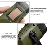 Hand Crank Solar Powered Rechargeable Led Camping Emergency Flashlight - Green