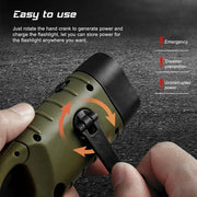 Hand Crank Solar Powered Rechargeable Led Camping Emergency Flashlight - Green