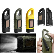 Hand Crank Solar Powered Rechargeable Led Camping Emergency Flashlight - Green