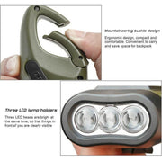 Hand Crank Solar Powered Rechargeable Led Camping Emergency Flashlight - Green