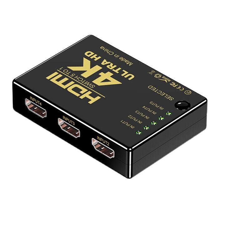 HDMI Switch Splitter 3-in-1 5-in-1 or 1-in-2 1080p 4K Manual or Remote Options - 5 in 1 Switch 4K Remote IR