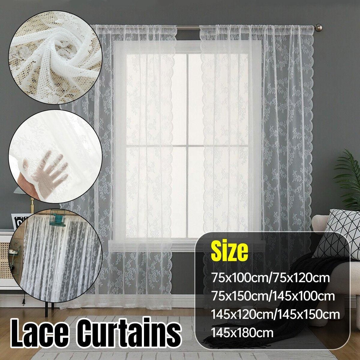 Elegant Lace Curtain Bedroom Window Door Screen Privacy Window Decor - 145*120cm