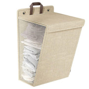 Foldable Laundry Basket Wall Mounted Clothes Storage Basket Household Organizer - Beige