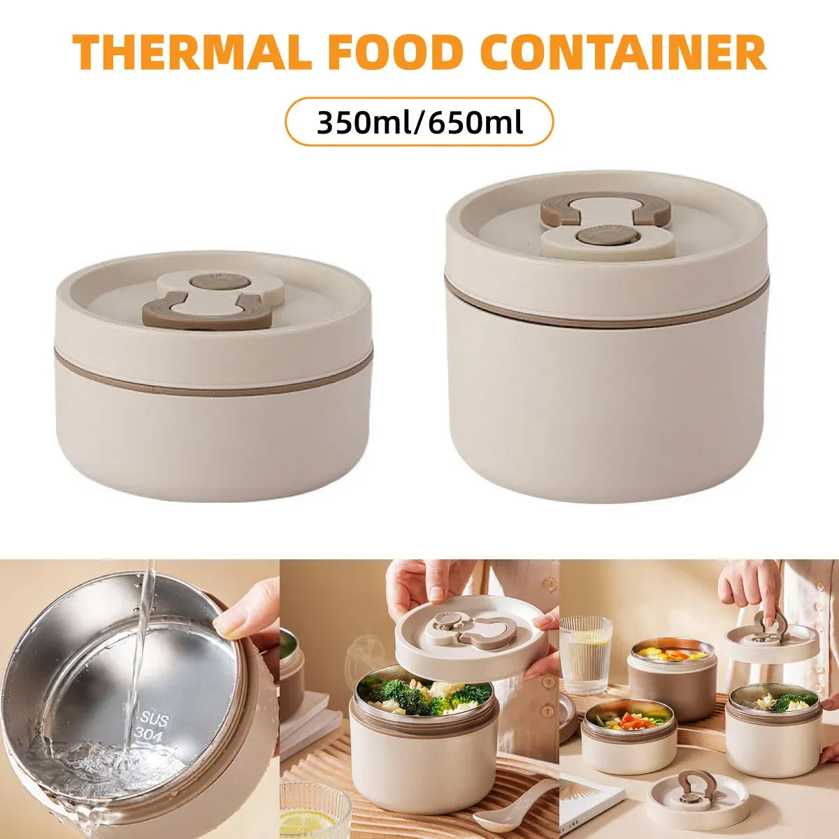 Lunch Box Food Container Thermal Warmer Hot Student Bento Insulated Soup Cup - 350ml