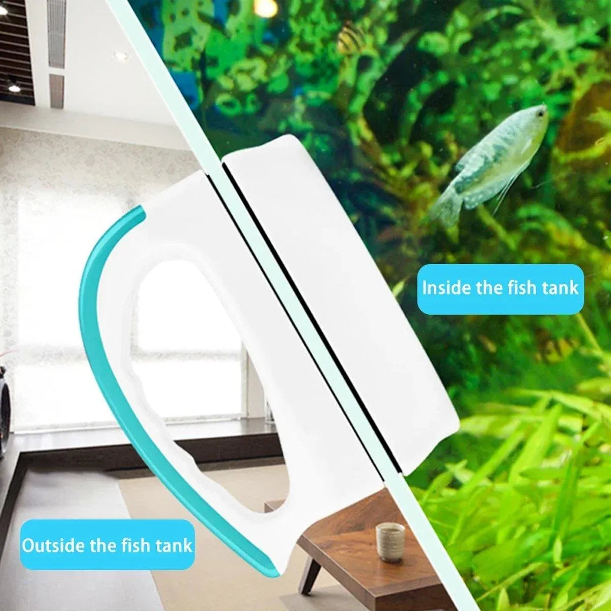 Magnetic Fish Tank Brush Algae Magnet Aquarium Cleaning Glass Aquatic Cleaner - S