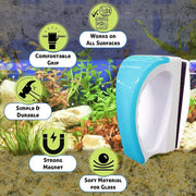 Magnetic Fish Tank Brush Algae Magnet Aquarium Cleaning Glass Aquatic Cleaner - S