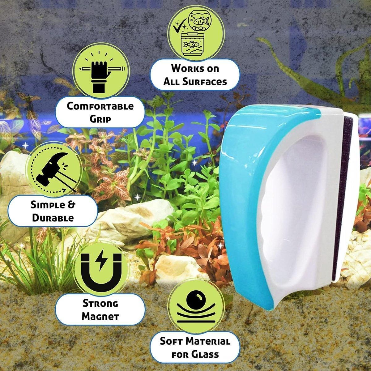 Magnetic Fish Tank Brush Algae Magnet Aquarium Cleaning Glass Aquatic Cleaner - S