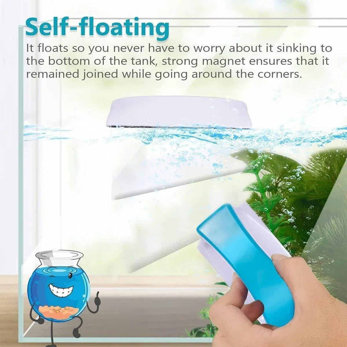 Magnetic Fish Tank Brush Algae Magnet Aquarium Cleaning Glass Aquatic Cleaner - S