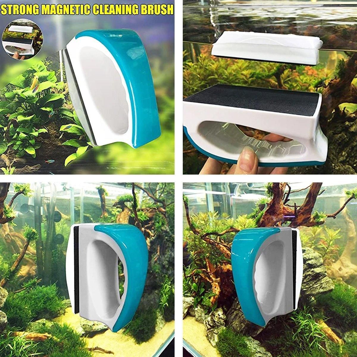 Magnetic Fish Tank Brush Algae Magnet Aquarium Cleaning Glass Aquatic Cleaner - S
