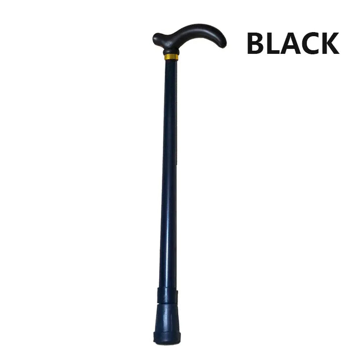 Metal Walking Stick Travel Retractable Cane Pole Compact Adjustable Lightweight - Black