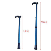 Metal Walking Stick Travel Retractable Cane Pole Compact Adjustable Lightweight - Black