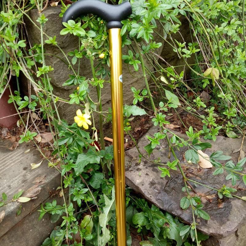 Metal Walking Stick Travel Retractable Cane Pole Compact Adjustable Lightweight - Black