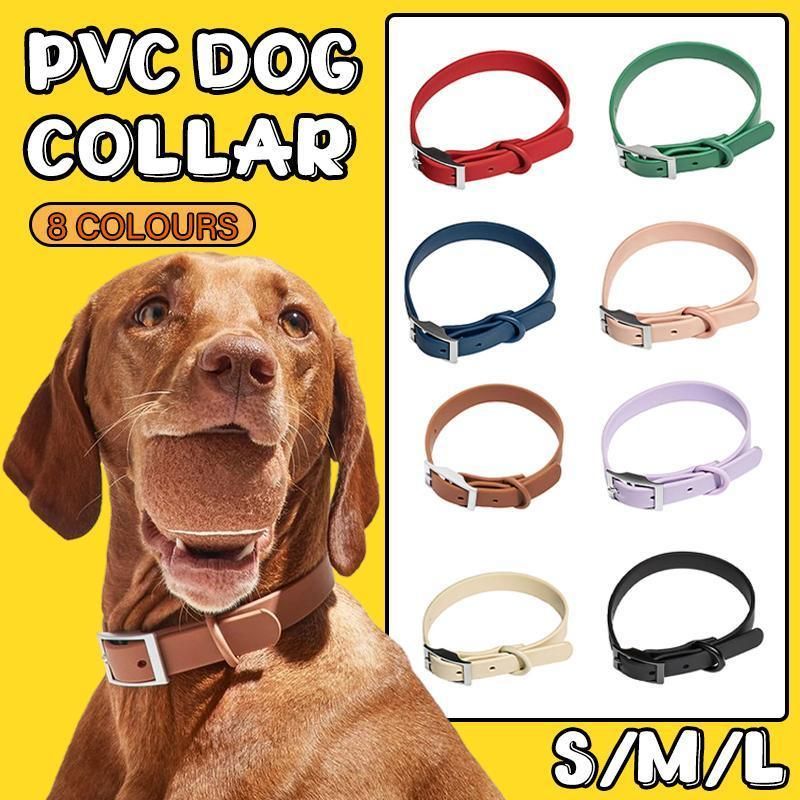 PVC Dog Collar Working Dog Kennels Waterproof Soft Adjustable for Pets M Size - Purple