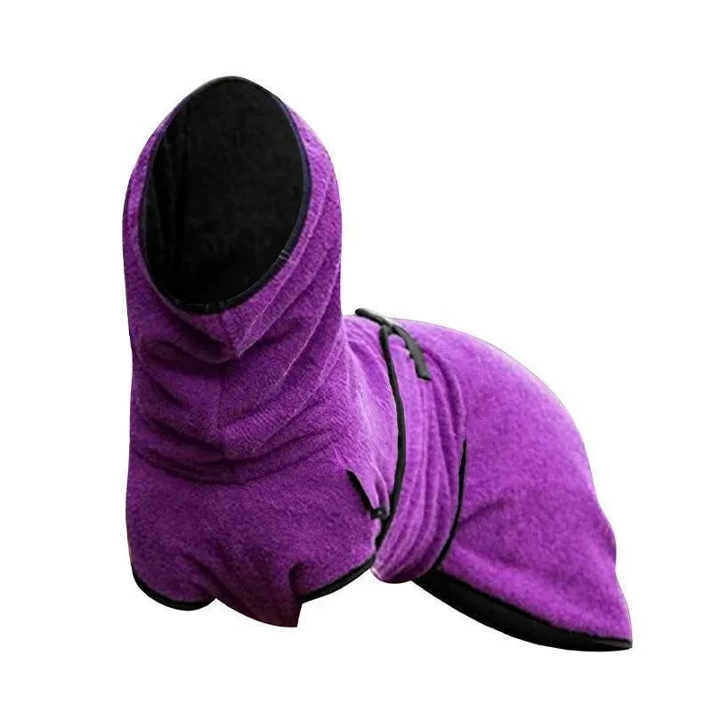 Dog Puppy HoodiesJacket Solid Coat Pet Winter Soft Warm Clothes S-5XL Purple - L