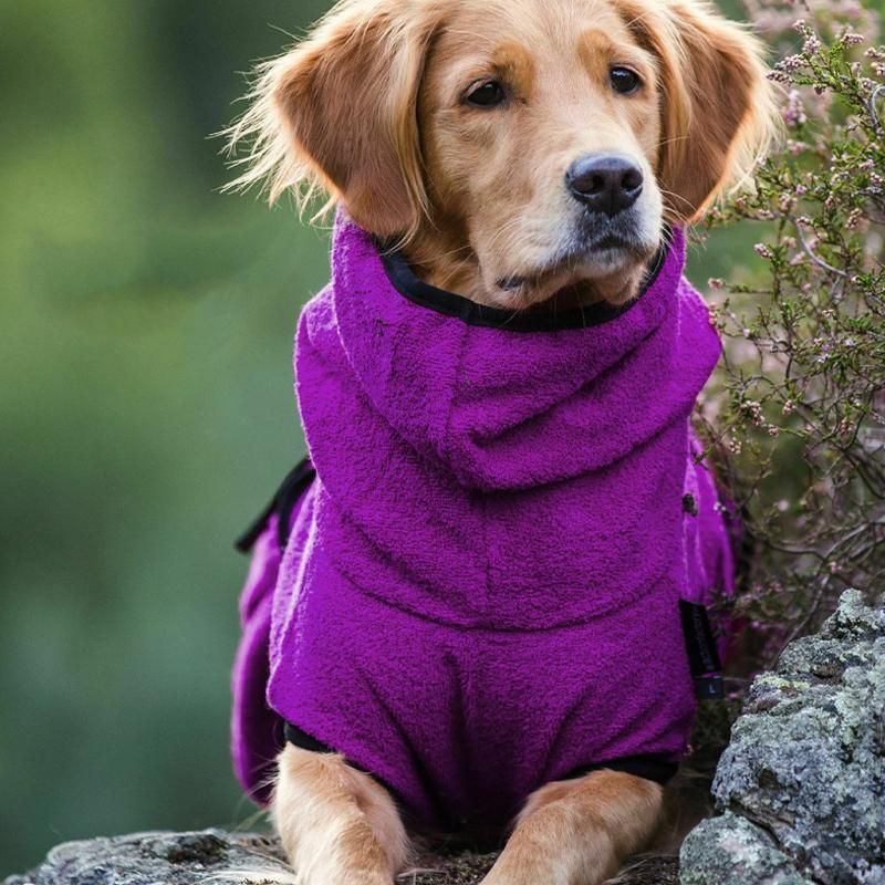 Dog Puppy HoodiesJacket Solid Coat Pet Winter Soft Warm Clothes S-5XL Purple - L