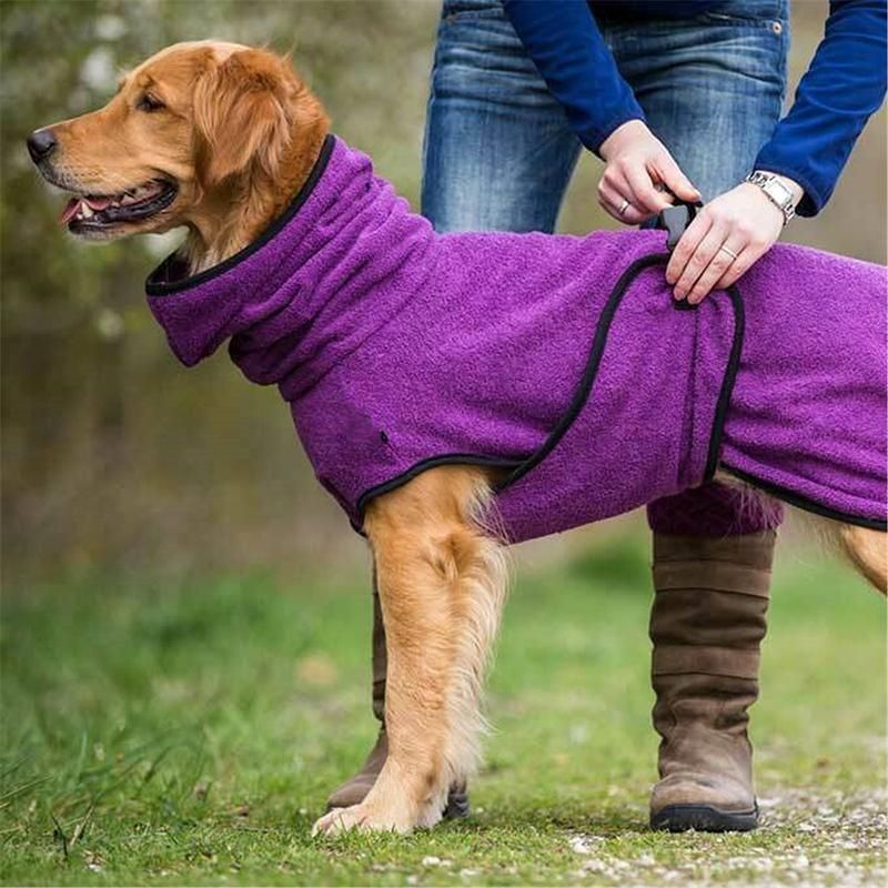 Dog Puppy HoodiesJacket Solid Coat Pet Winter Soft Warm Clothes S-5XL Purple - 2XL