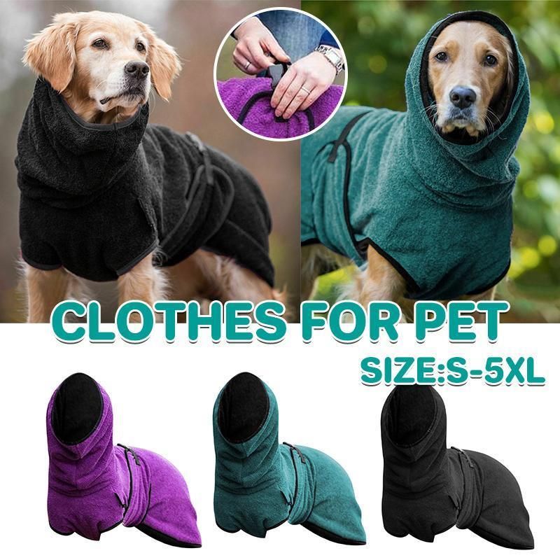 Dog Puppy Hoodies Jacket Solid Coat Pet Winter Soft Warm Clothes S-5XL Lake Blue - XL