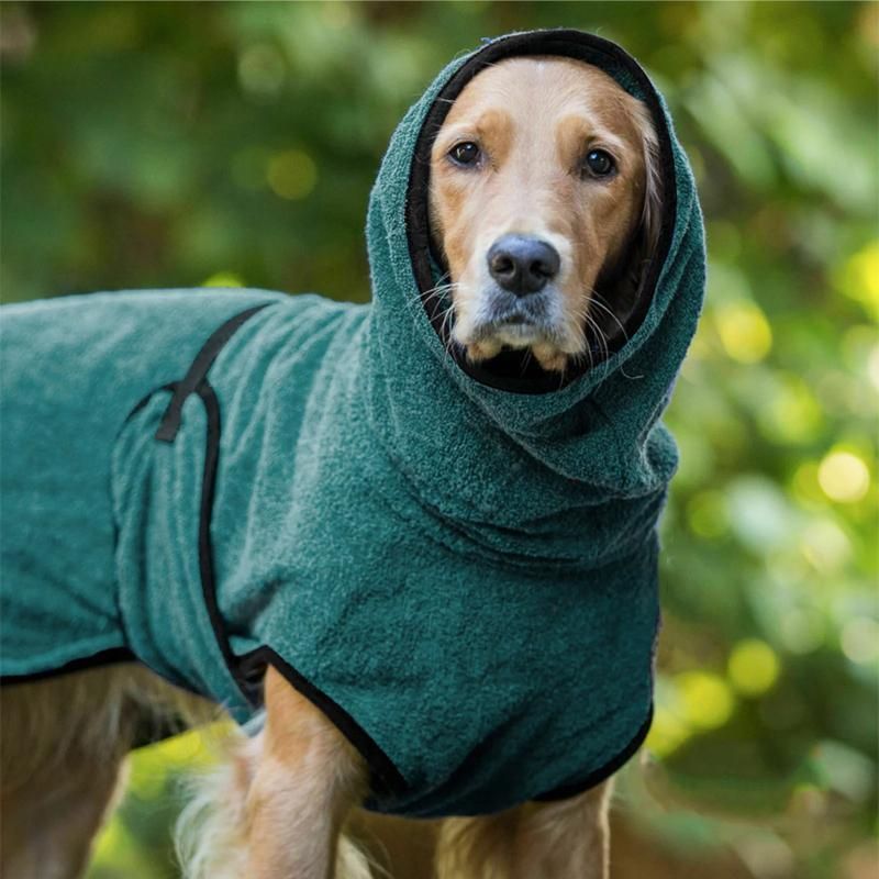 Dog Puppy Hoodies Jacket Solid Coat Pet Winter Soft Warm Clothes S-5XL Lake Blue - XL