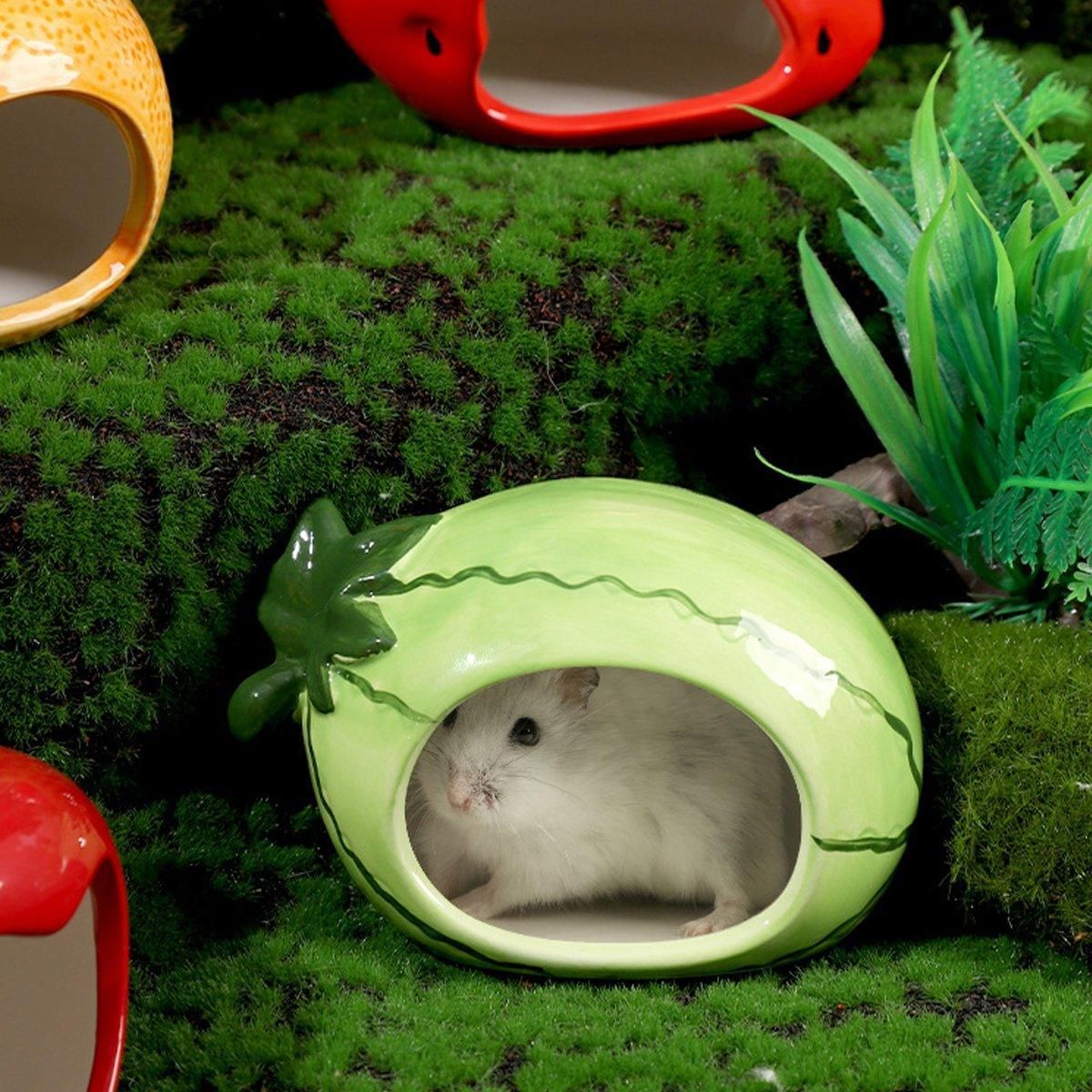 Ceramic Hamster Nest Shelter Landscaping Supplies Small Animal Hideout House - Apple