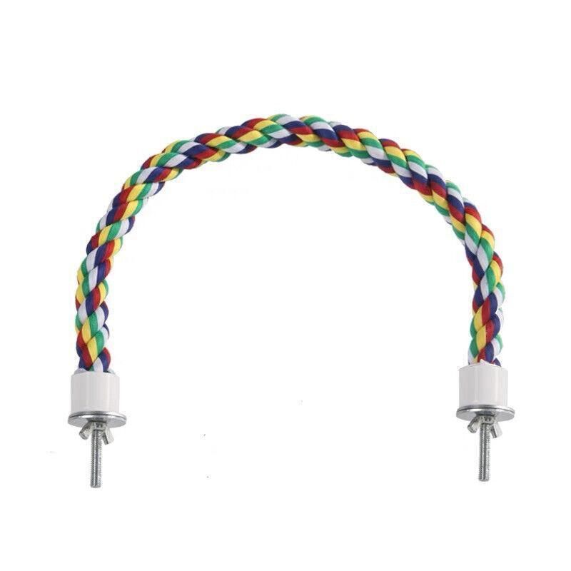 Parrot Rope Perch Colourful Bird Cage Toy Cotton Bungee Swing for Pet Birds - 105CM