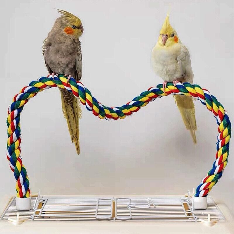 Parrot Rope Perch Colourful Bird Cage Toy Cotton Bungee Swing for Pet Birds - 105CM