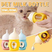 Silicone Pet Milk Feeding Bottle with Scale for Small Puppies and Kittens 20ml 80ml - 80ml-Pink