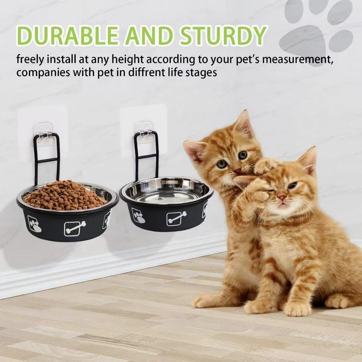 Stainless Steel Pet Bowl Hanging Cat Food Water Bowl Durable for Dogs and Cats - Red-14cm