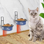 Stainless Steel Pet Bowl Hanging Cat Food Water Bowl Durable for Dogs and Cats - Red-14cm