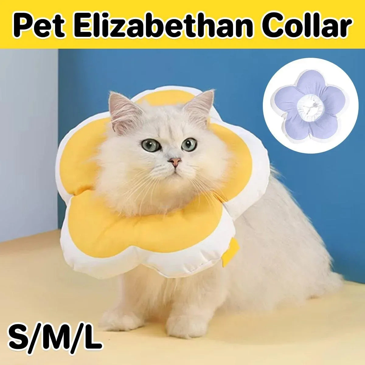 Elizabethan Cat Recovery Collar Anti Licking Pet Cone Protective Neck Ring - Purple-M