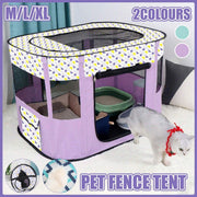 Foldable Cat Dog Kennel Pet Delivery Cage Portable Pet Fence Tent - Purple-M