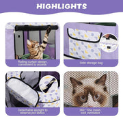 Foldable Cat Dog Kennel Pet Delivery Cage Portable Pet Fence Tent - Purple-M