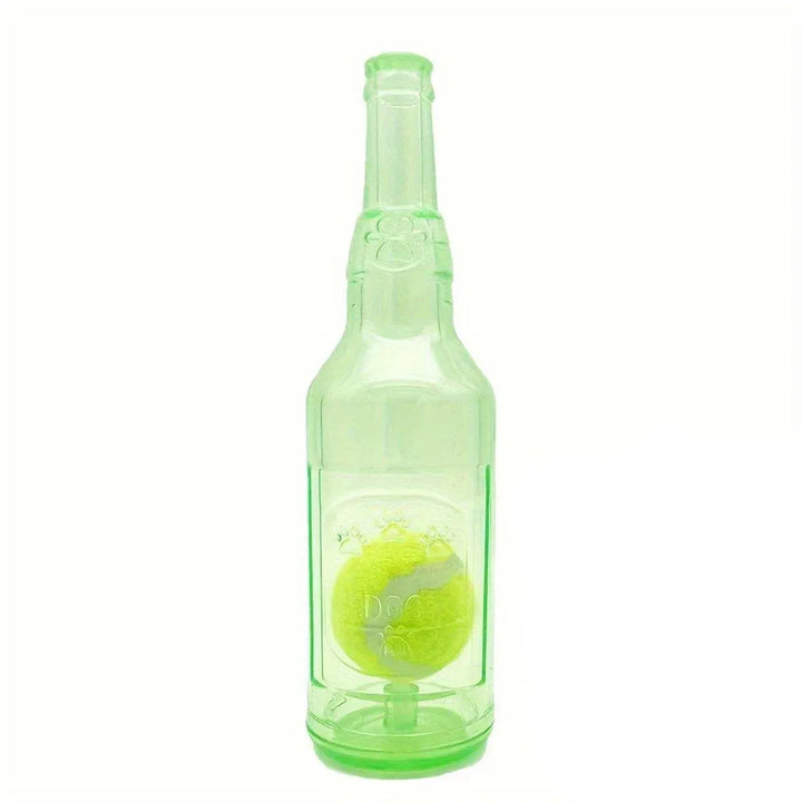 Durable Pet Teething Resistant Tennis Ball Wine Bottle Chew Toy for Dogs Play - Green-L