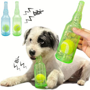 Durable Pet Teething Resistant Tennis Ball Wine Bottle Chew Toy for Dogs Play - Green-L