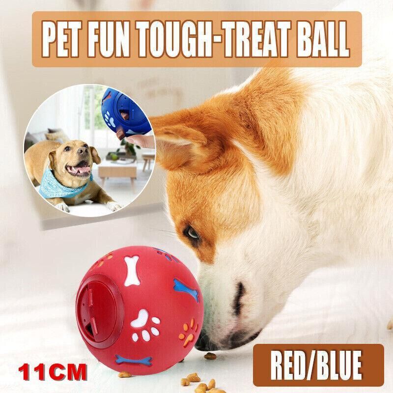 11cm Dog Pet Fun Tough-Treat Ball Tumbler Mental Food Dispenser Feeder Puzzle Toy - Blue