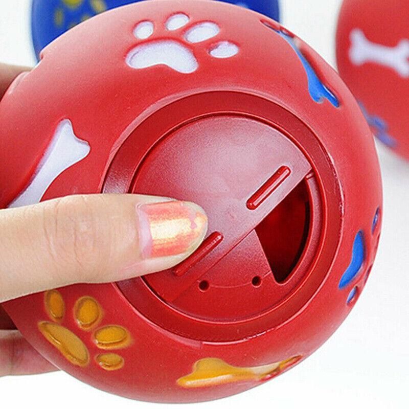 11cm Dog Pet Fun Tough-Treat Ball Tumbler Mental Food Dispenser Feeder Puzzle Toy - Blue